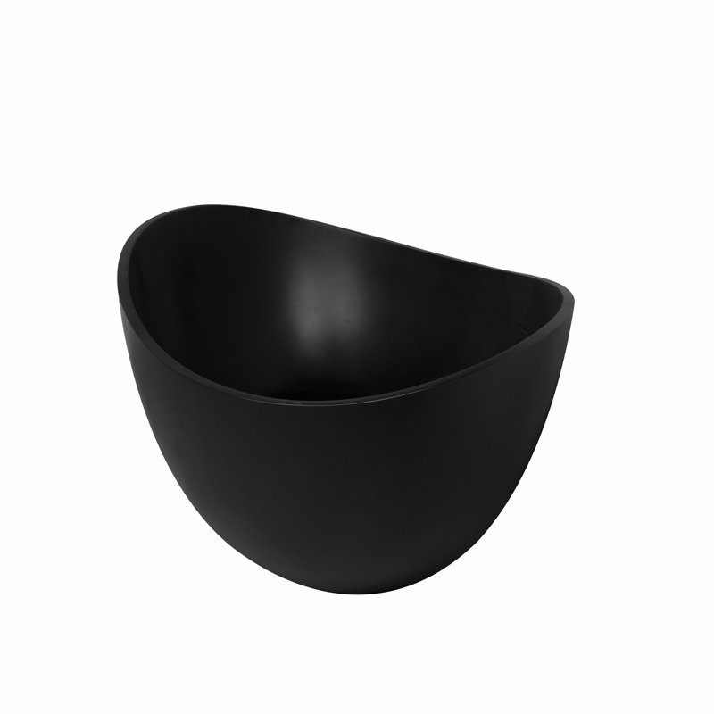 63'' x 37.4'' Freestanding Soaking Solid Surface Bathtub, Black