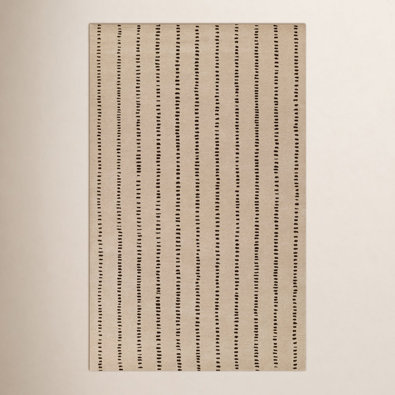 Austen Hand Tufted Wool Striped Area Rug in Beige, Rectangle 9' x 12'