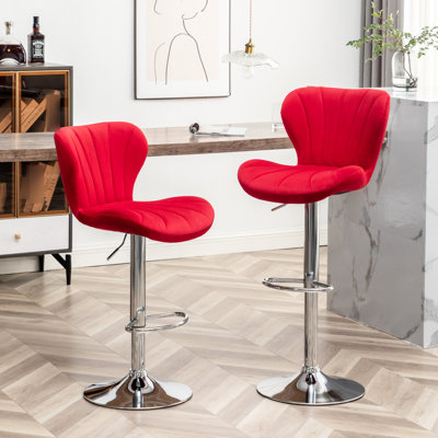 2 pivotants rembourrés rouges - conception moderne, hauteur réglable, siège, finition, apparence élégante, 2 pièces réglables sur 360 °, rembourrage en mousse épaisse, revêtement doux, style contemporain, vérin à gaz