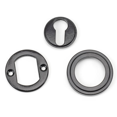 Concealed, Art Deco Escutcheon 3 Piece Door Accessory Set