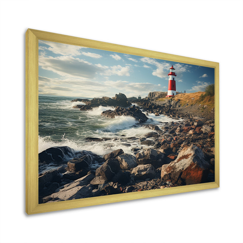 Phare de l'est du Canada I - reproduction, H 12 po x l 20 po x P 1 po, Or