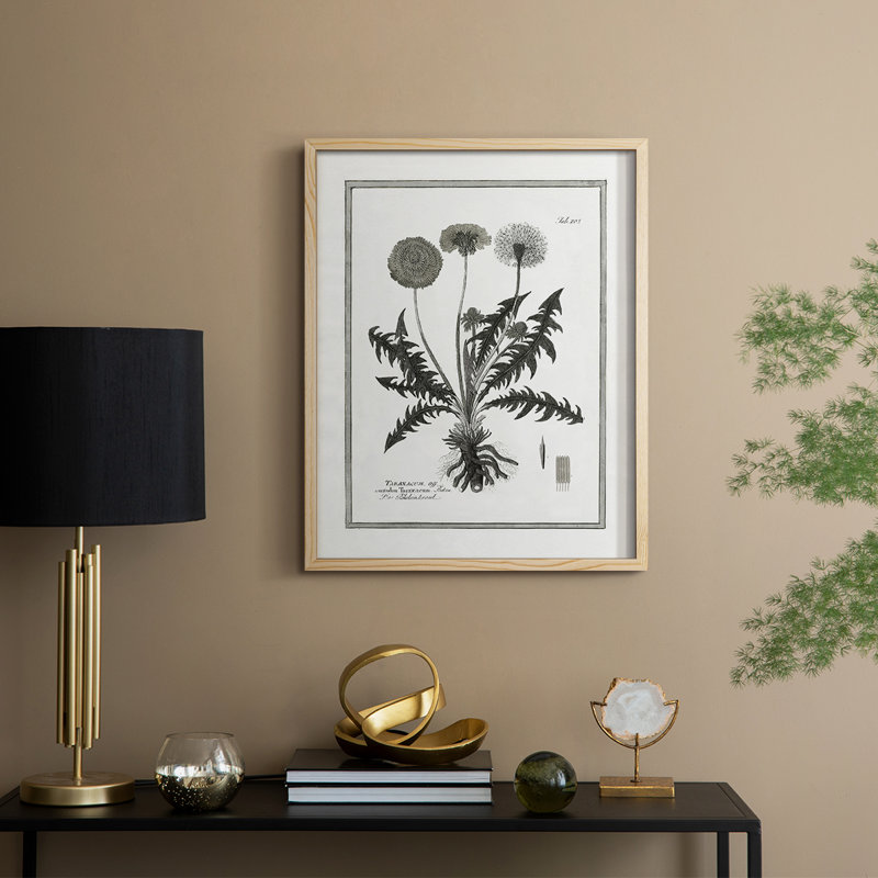 «Dandelion II», reproduction encadrée - bois massif, Naturel, H 11 po x l 9 po