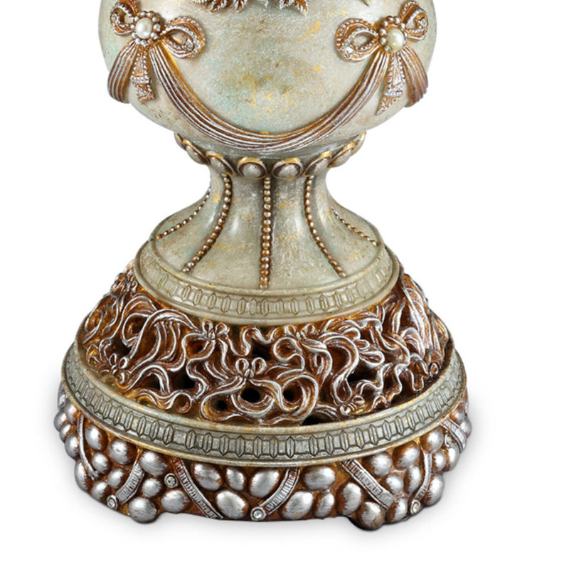 Vintage Rose Polyresin Decorative Table Vase with Faux Pearls