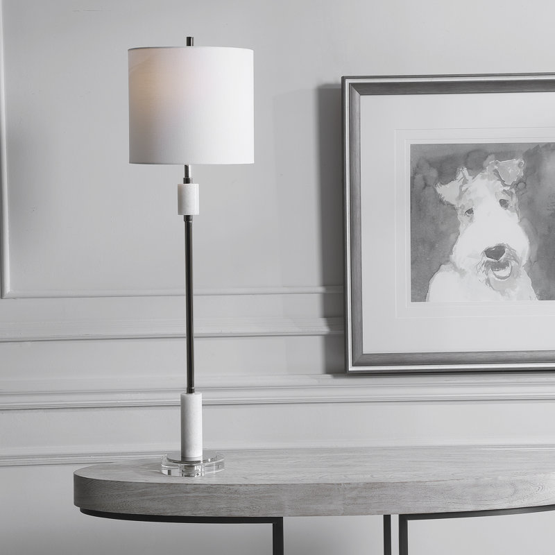 Lampe 35 po blanc / argent / transparent