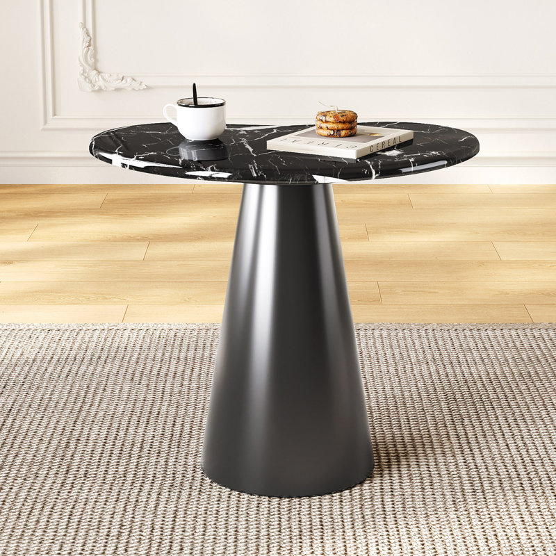22" Granite Top End Table, Black