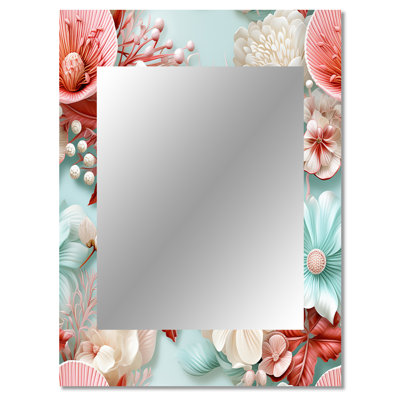 Delors Seashell Whispers Tropical Pattern - Coastal Unique Wall Mirror Decor, Nautical Large Mirror, Printed Metal Art