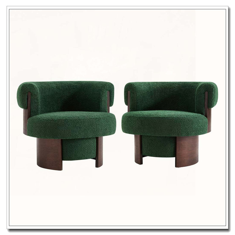 Fauteuil demi-tonneau rotatif moderne courbé et sculptural, 2, Vert
