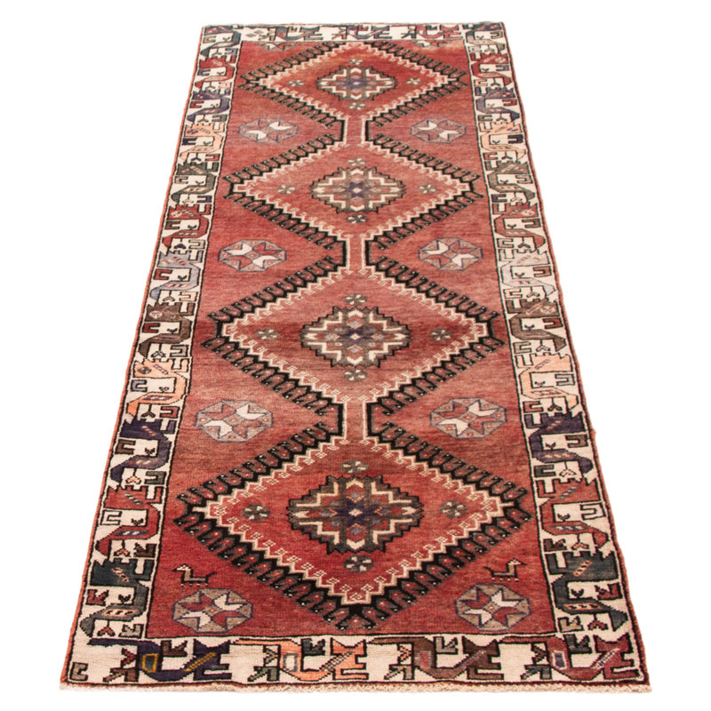 Tapis rouge anatolien fait à la main de conception unique 3 pi 5 po x 9 pi 9 po Konya