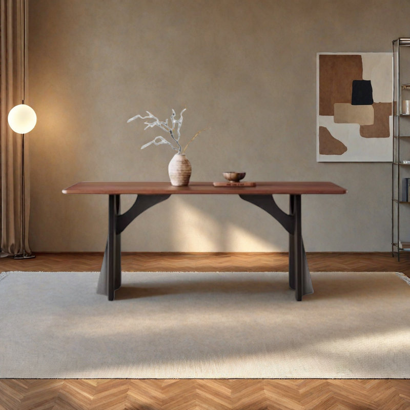 Antibacterial stone slab dining table, 29.5" H x 62.9" L x 31.4" W, Brown