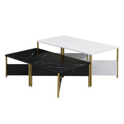 Modern Nesting Coffee Tables Set Of 4 -Mid Century Modern Square Living Room Table, Free Adjustable Shape,Versatile And Stylish Accent Furniture For Your Living Room