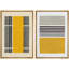 Jaune, noir, Mid-Century, blocs de couleur géométriques abstraits, art moderne bohème, calme, 2 pièces-98109298-98109300
