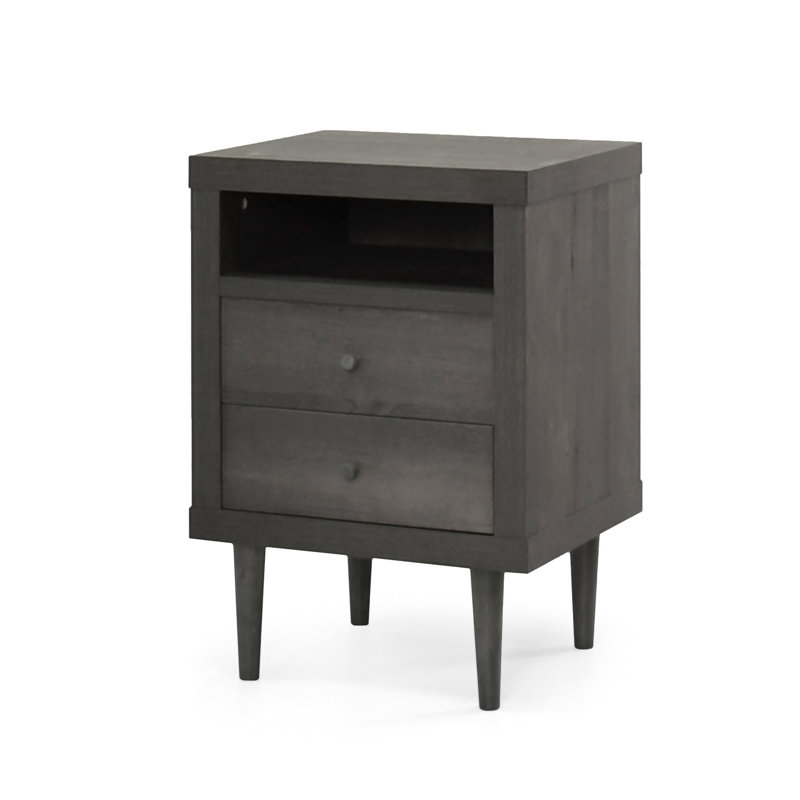 Table de chevet 2 tiroirs, Gris