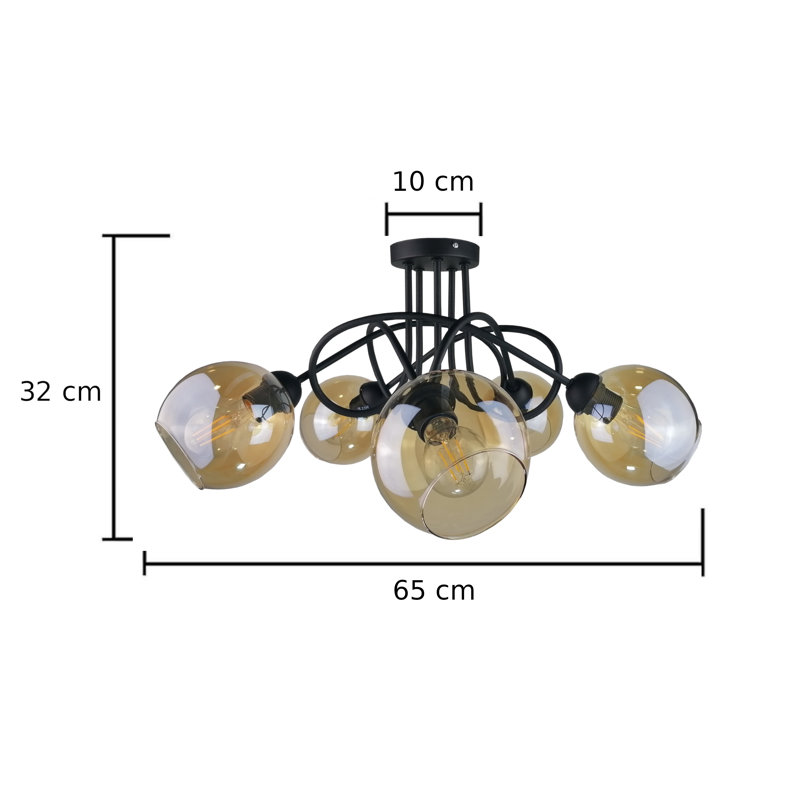Glass Semi Flush Mount, Black