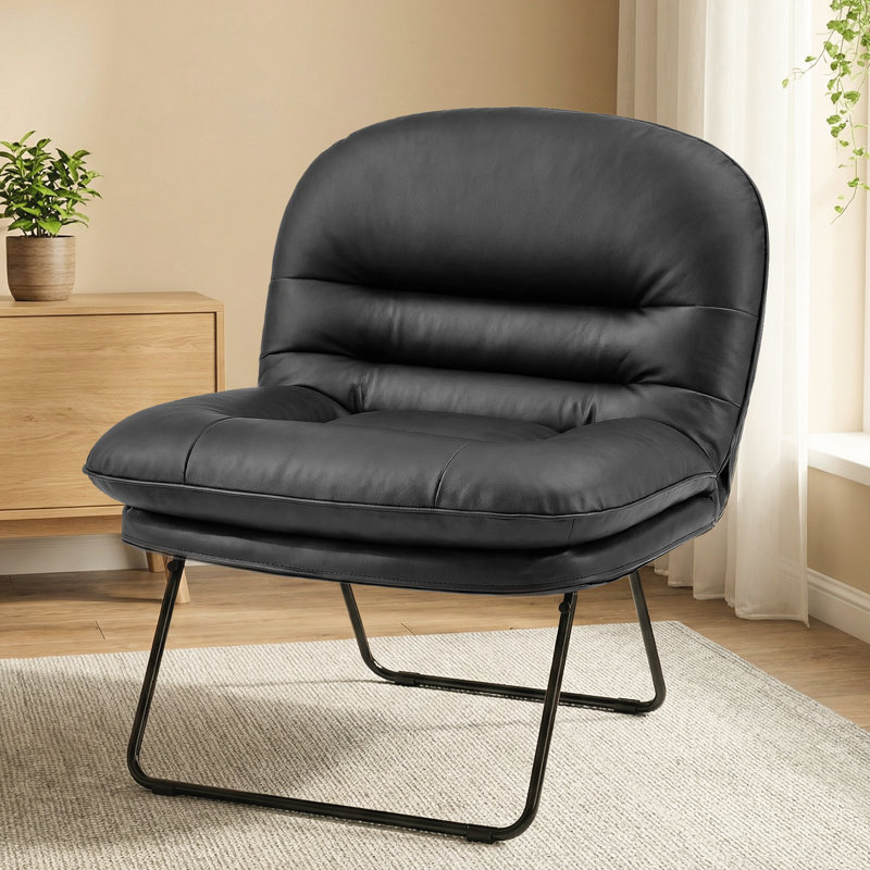 Foldable Legged Chair, Armless Floor Chair for Living Room & Bedroom, Black