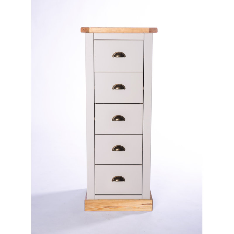 Koby 45cm W 5 - Drawer Chest of Drawers, Grey/Wood, Brass