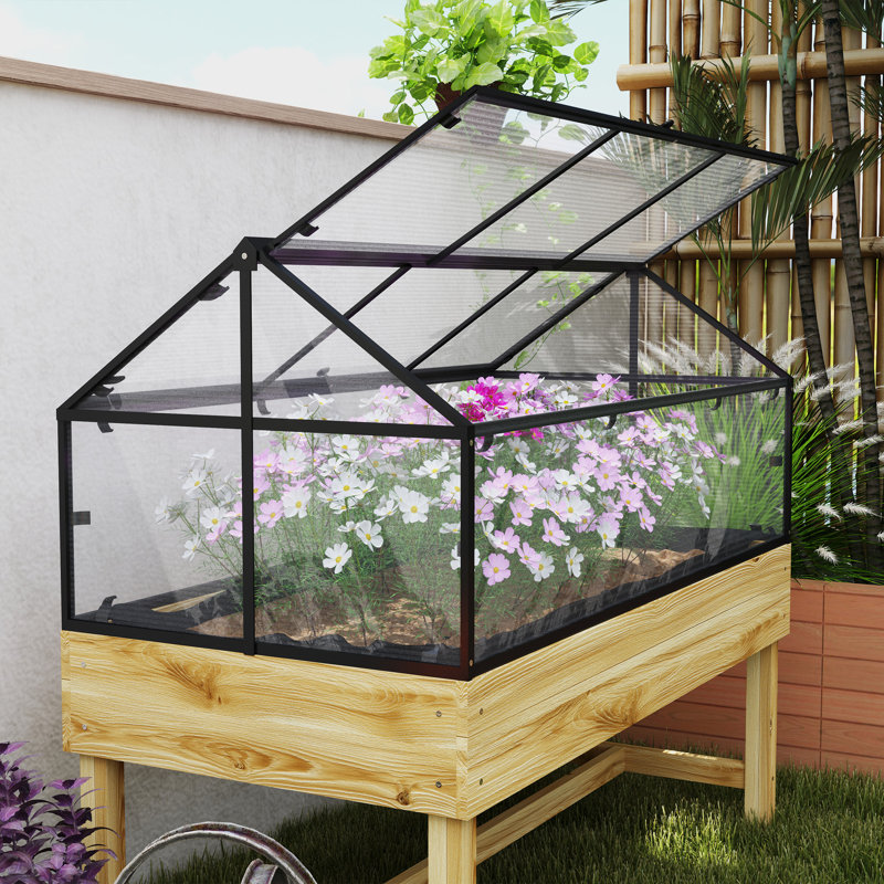 Raised Garden Bed, Natural Wood Finish