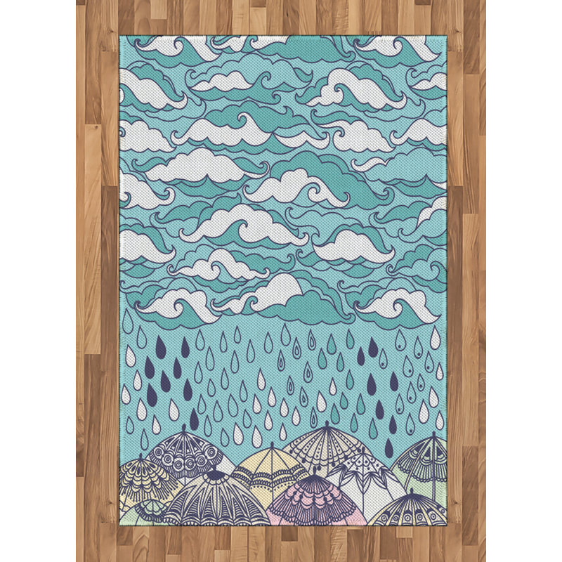 Blue High Density Long Fiber Poly Threads Decorative Area Rug Carpet, Rectangle 4' x 5'8"