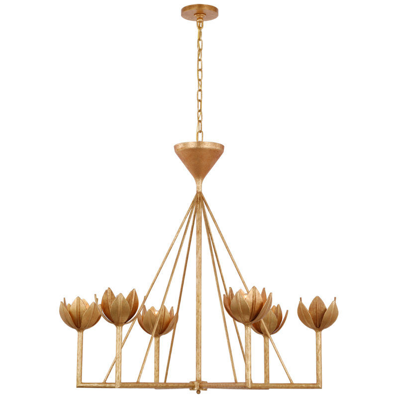 Alberto 6 - Light Chandelier, Antique Gold Leaf, 34.75" H x 38.75" W x 35.25" D