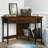 Ironcraft Solid + Manufactured Wood Corner Computer Desk in Burnished Mission Oak