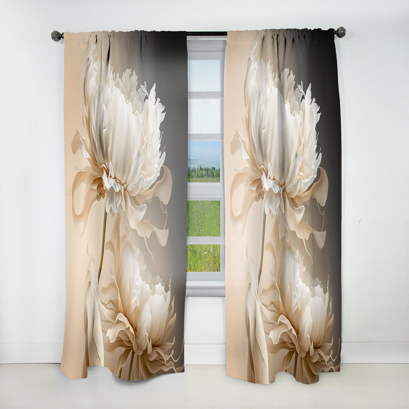 Peony Flower I - Rideau en velours floral - 1 panneau, L 52 po x L 108 po