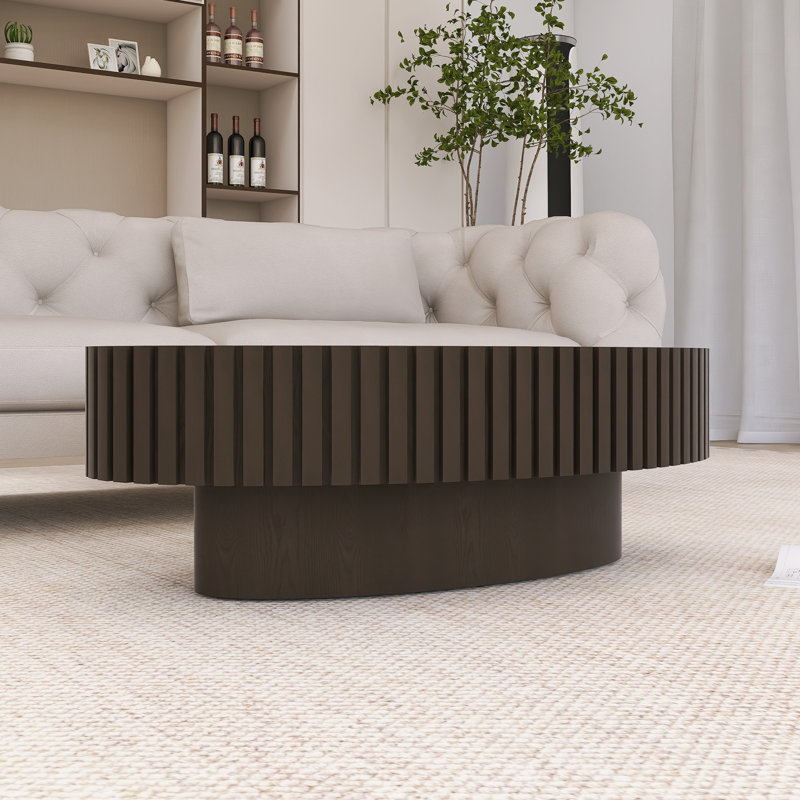 Table basse ovale en bois pour le salon, Noir
