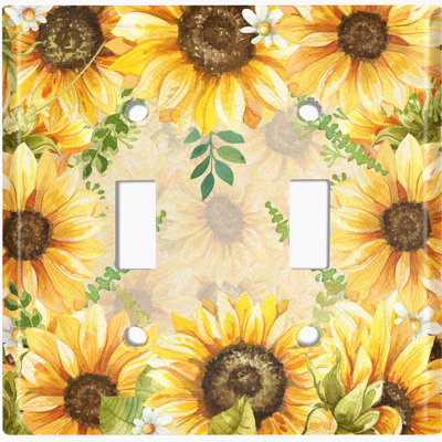 Metal Light Switch Plate Outlet Cover (Summer Time Sun Flowers Bouquet  - Single Toggle)
