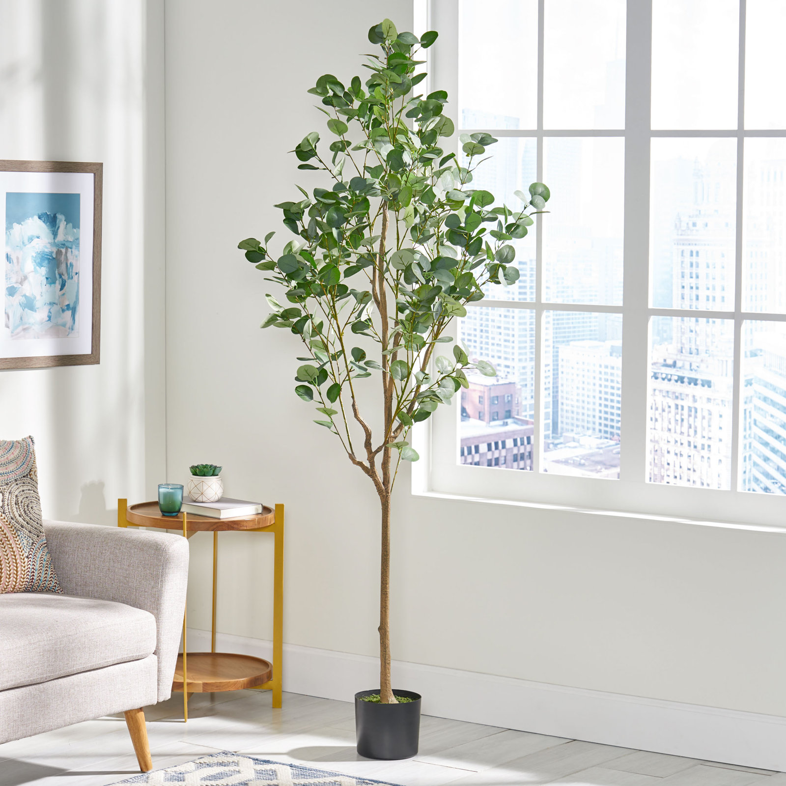Aanya 71" Eucalyptus Tree in Pot, 71" H x 31" W x 27" D