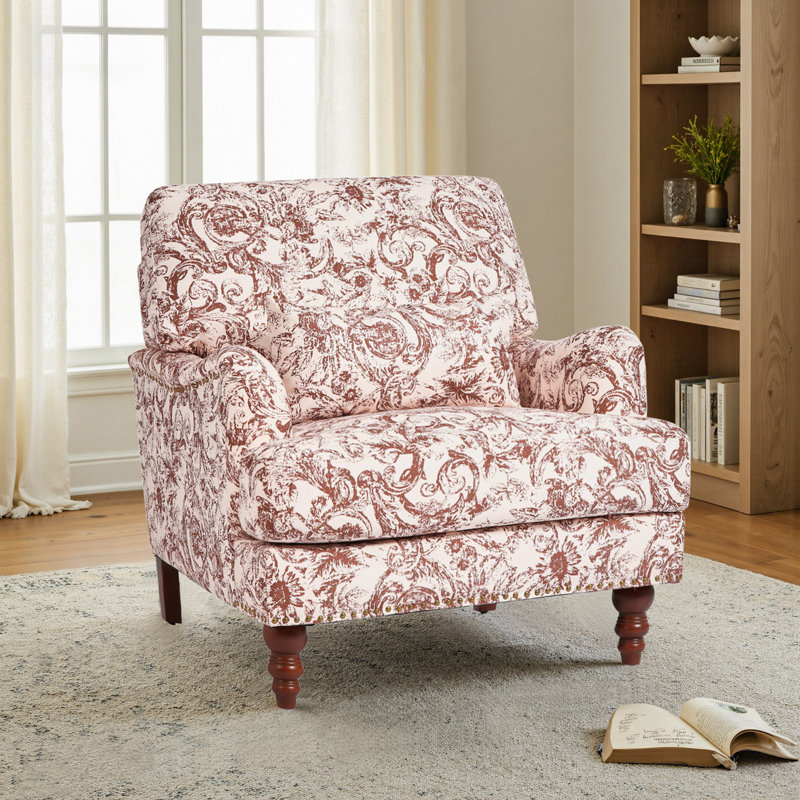 Fauteuil rembourré, Lin pinstripe vert
