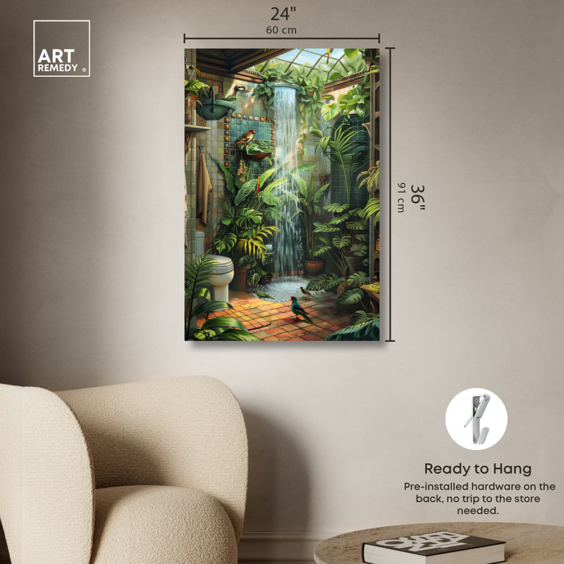 Art de la salle de bain Waterfall, Toile tendue, H 36 po x l 24 po