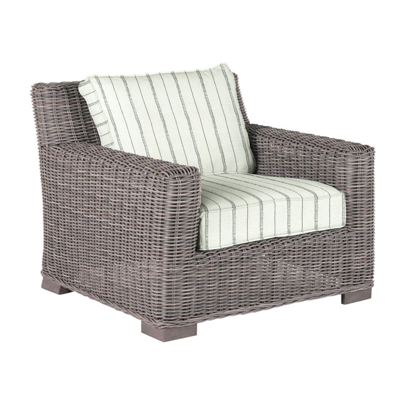 Rustic Woven Lounge Chair, Rollo Chambray, Welt, Oyster