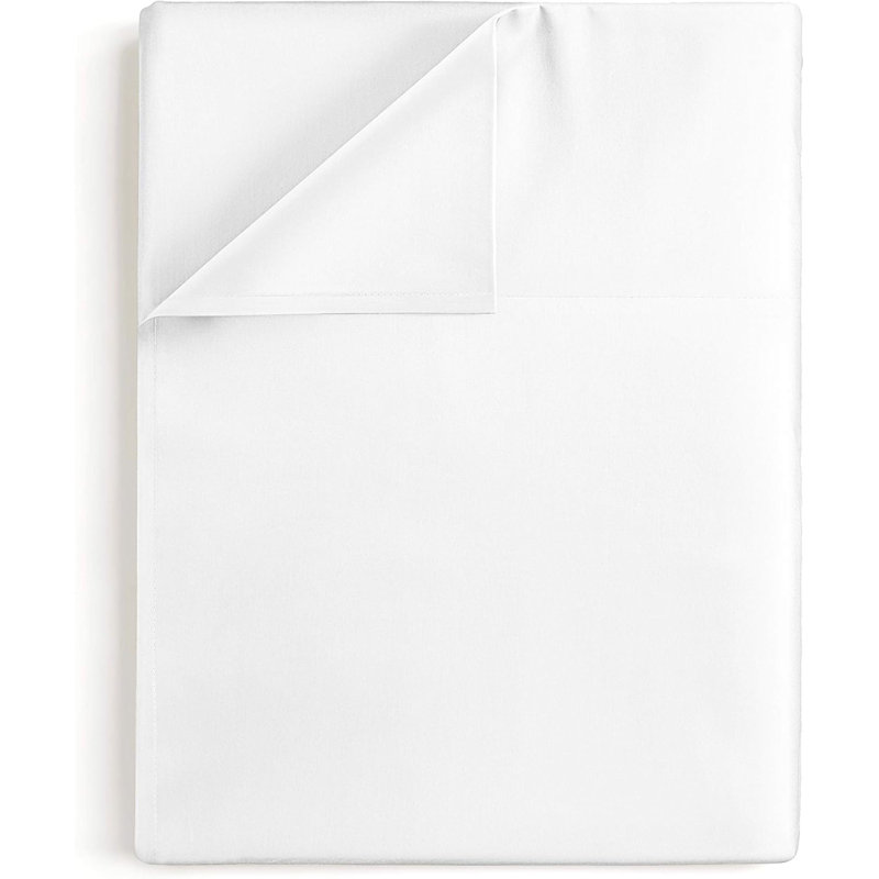 400 Thread Count Cotton Flat Sheet – Cooling, Breathable & Soft Top Sheet, Queen, White
