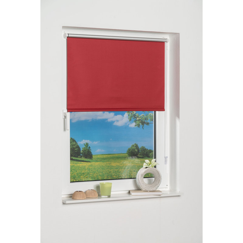 Klemmfix Room Darkening Roll-Up Blinds, 150 cm L x 120 cm W, Red