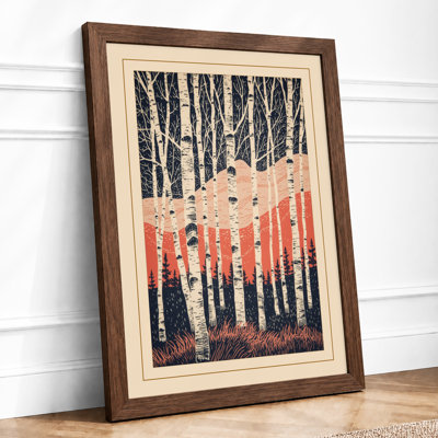 Birch Forest at Dusk Scandinavian - Framed Print