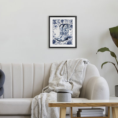 Fleurs bleues printanières et bottes encadrées, sous-verre, design avec lettres et doublure