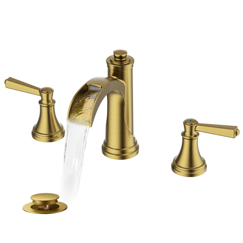 Widespread 2-handle Bathroom Faucet With Drain Assembly, Brushed Gold