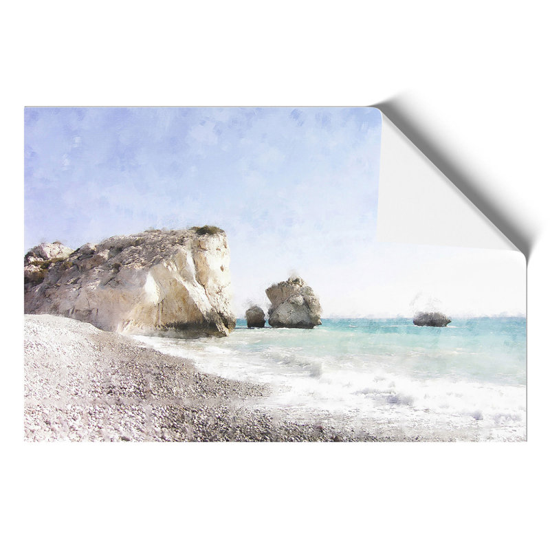 Cyprus Beach Painting - Frameless Print, 42cm H x 59cm W x 0.1cm D