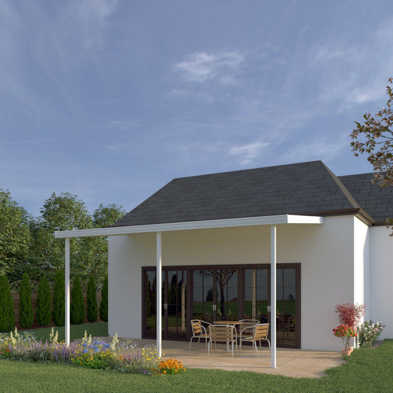Auvent de patio en pente blanc, l 192 po x P 96 po
