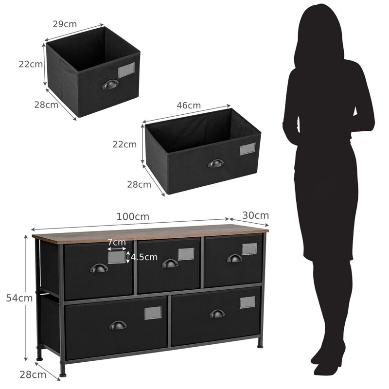 100cm W 5 - Drawer Chest of Drawers