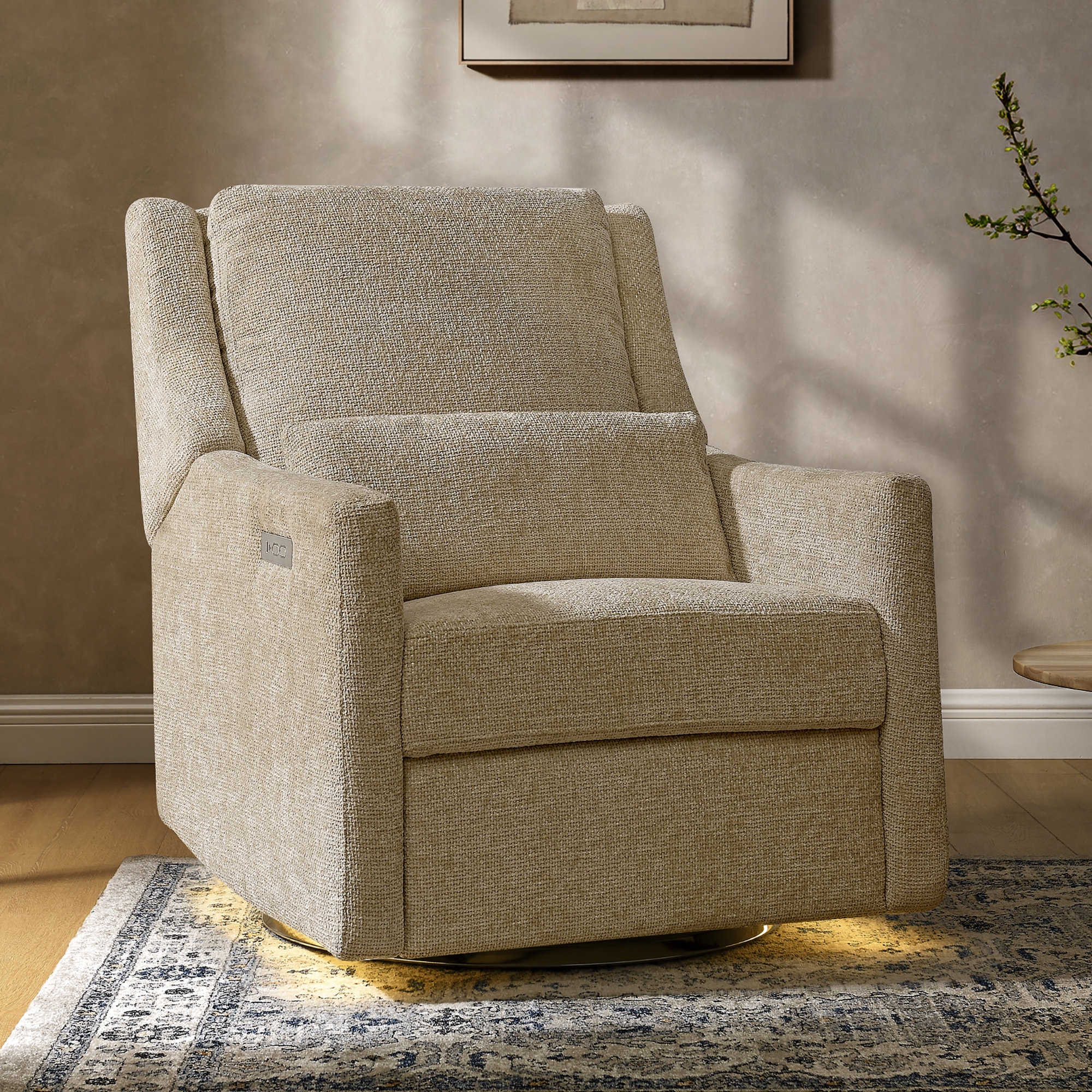 Seoul Power Recliner With USB-C Charging Ports, Nightlight & Lumbar Pillow, Sand, Tan