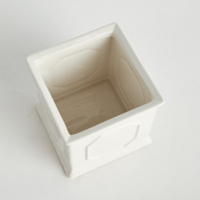 White Ceramic Classic Profile Square Cachepot Small