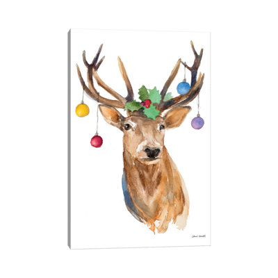 Deer With Holly And Ornaments by Lanie Loreth - Wrapped Canvas Gallery-Wrapped Canvas