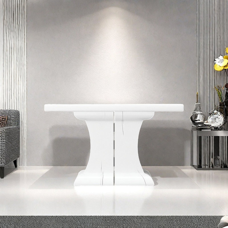 Modern Minimalist Console Table, 35.43" H x 55.12" W x 15.75" D, White