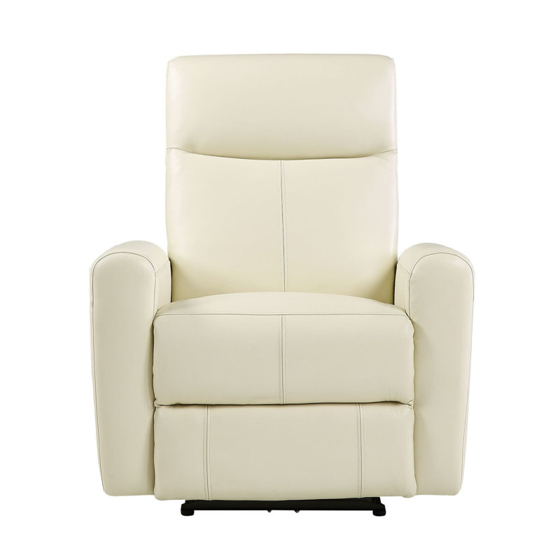 Fauteuil inclinable électrique en cuir fleur, Cuir véritable beige