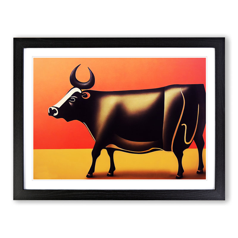 Dashing Cow - Framed Print, Black, 46cm H x 64cm W x 2cm D
