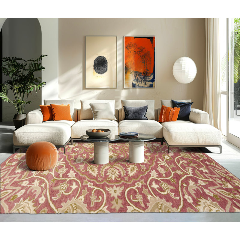 Tapis oriental multicolore touffeté à la main, Rond 5 pi