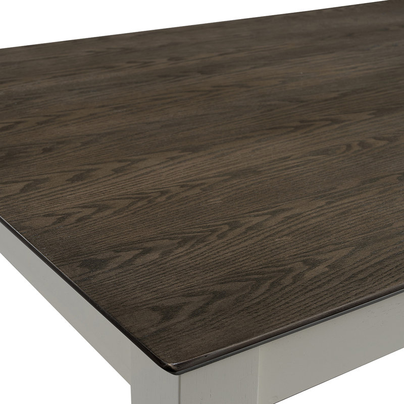 Table de salle à manger rectangulaire 59,1 "avec pieds arrondis et structure en bois d'hévéa Badgery