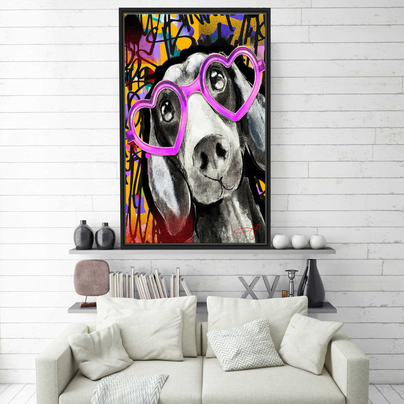 " Daschund (Vertical) " by By Jodi, Black Floater Frame, 51.5" H x 31.5" W x 2" D