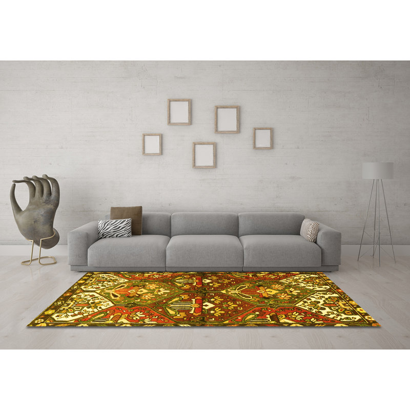 Tapis lavables à la machine Traditional 4397 - jaune, Rectangle de 5 pi x 8 pi