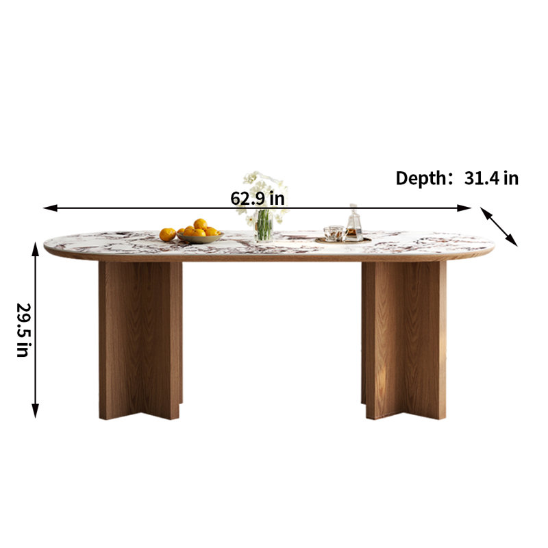 Asmita Oval Dining Table, 29.5"H x 62.9"L x 31.4"W