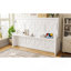 Lit escamotable double avec bureau, station de charge USB, lumières DEL, blanc-1881585787